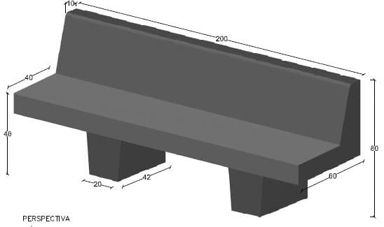 Banco de HM con Respaldo 200x80x40