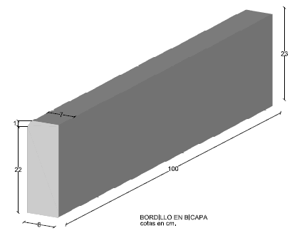 Bordillo Bicapa 100x23x8x7