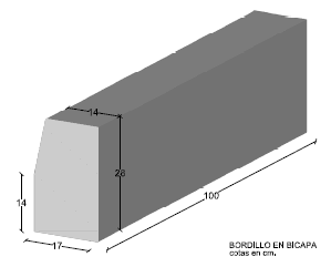 Bordillo Bicapa 100x28x17-14