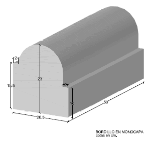 Bordillo Monocapa 50x23x20.5 Canto Redondo