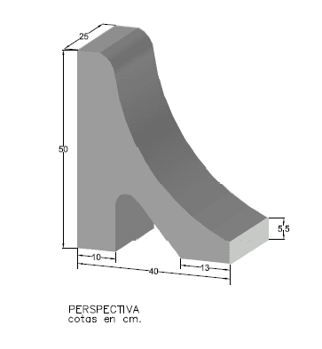 Bordillo Monocapa Bota 50x40x25