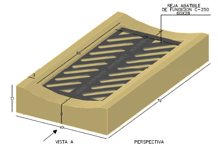 Línea de Agua Monocapa 40x11x76 con Reja FD